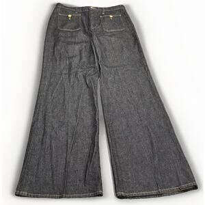 J. Crew Wide Leg Sailor Denim Trouser Jeans Sz 29 Gold Button EUC